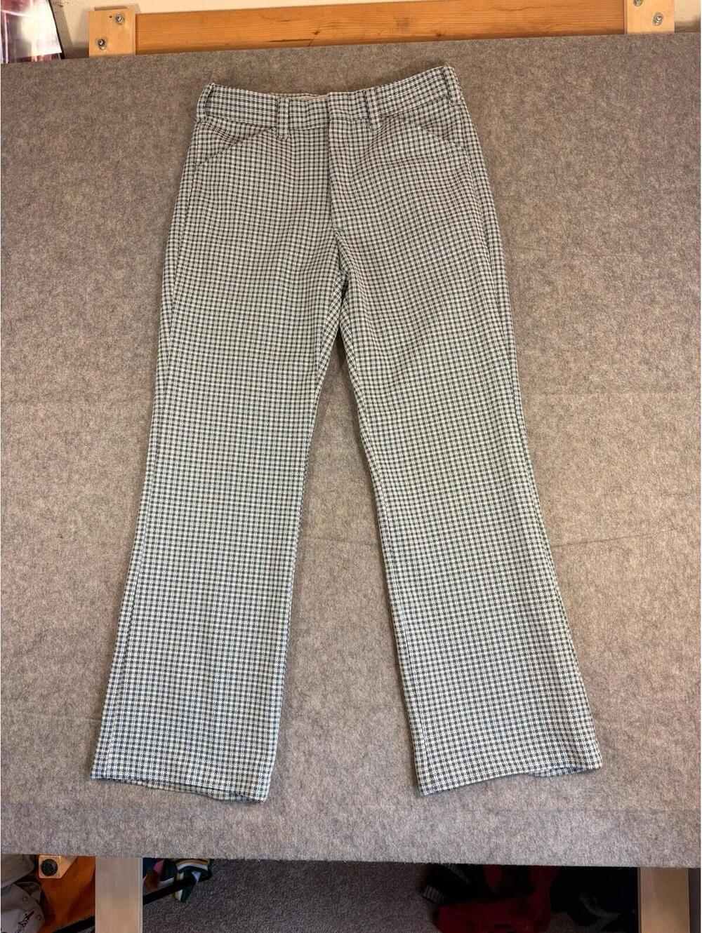 Vintage 70s Houndstooth Polyester Disco Bell Bottom Flare Pants Mens 34x30
